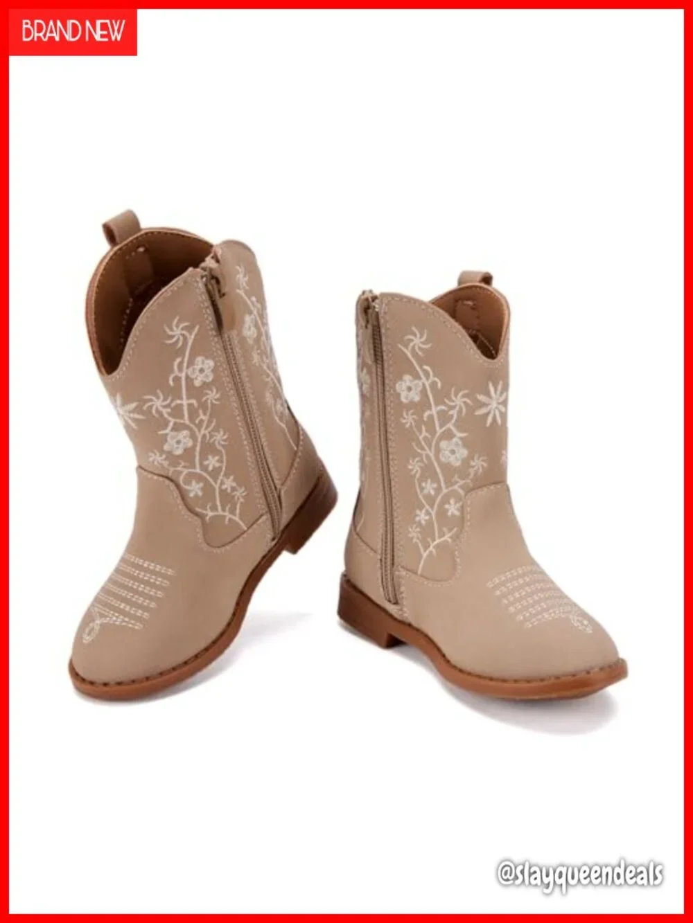 Toddler Girls Cowboy Boots Faux Leather Mid-Calf Western Boots